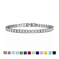 thumbnail image 1 of JeenMata 5.5 TCW April Cubic Zirconia - Princess Cut Birthstone Tennis Bracelet for Women Eternity Design - White Gold Plating, Birthday, Anniversary, Valentine's Day Gift, 1 of 7