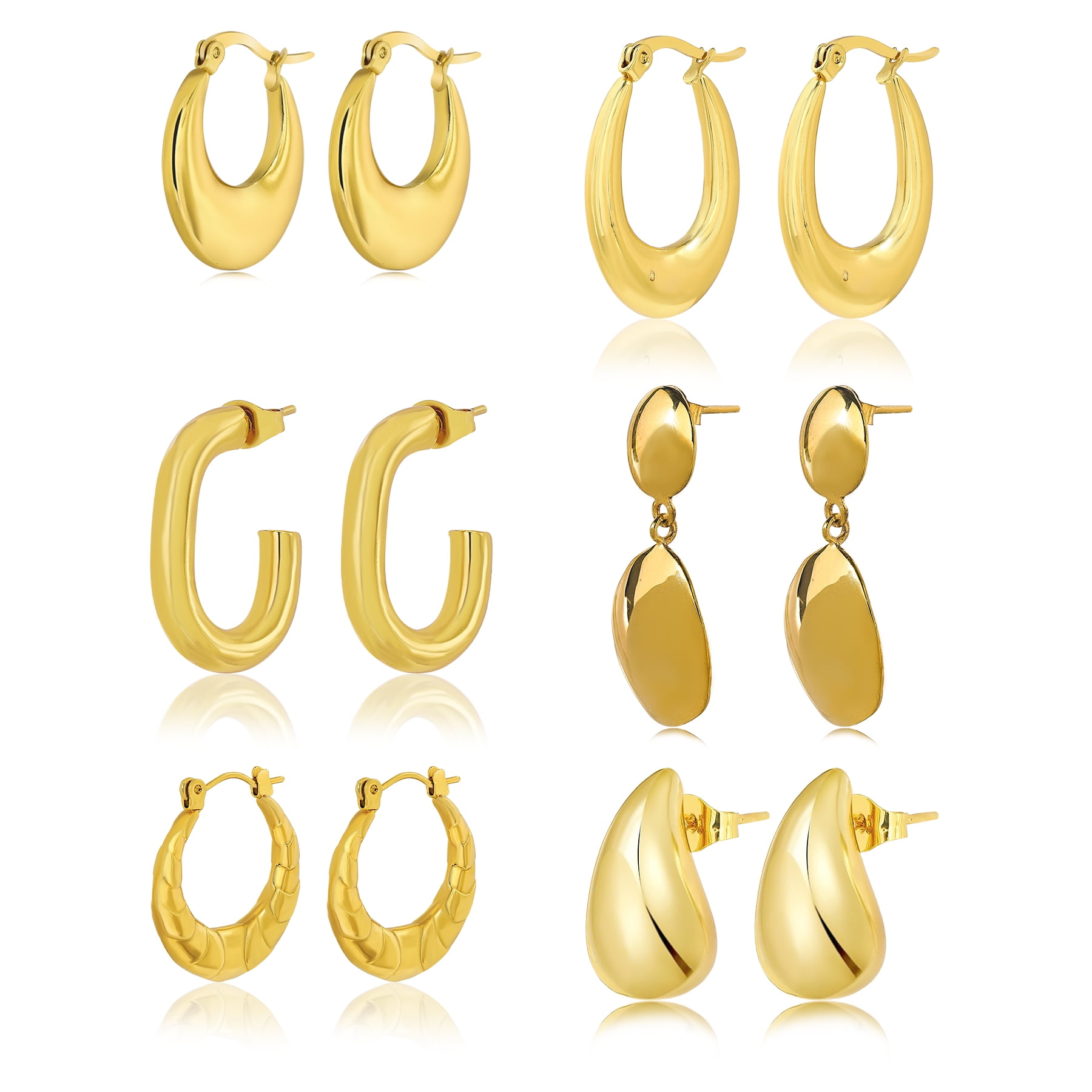 JeenMata 6 Pairs Fashion MultiPack Earrings Set for Women in