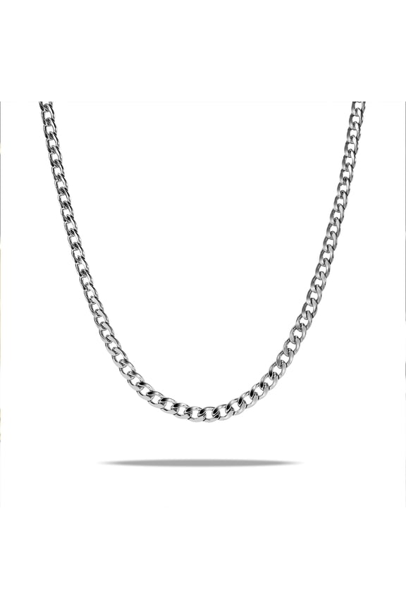 6mm Flat Curb Chain Necklace - Men's Minimalist Jewelry - Everyday Wear