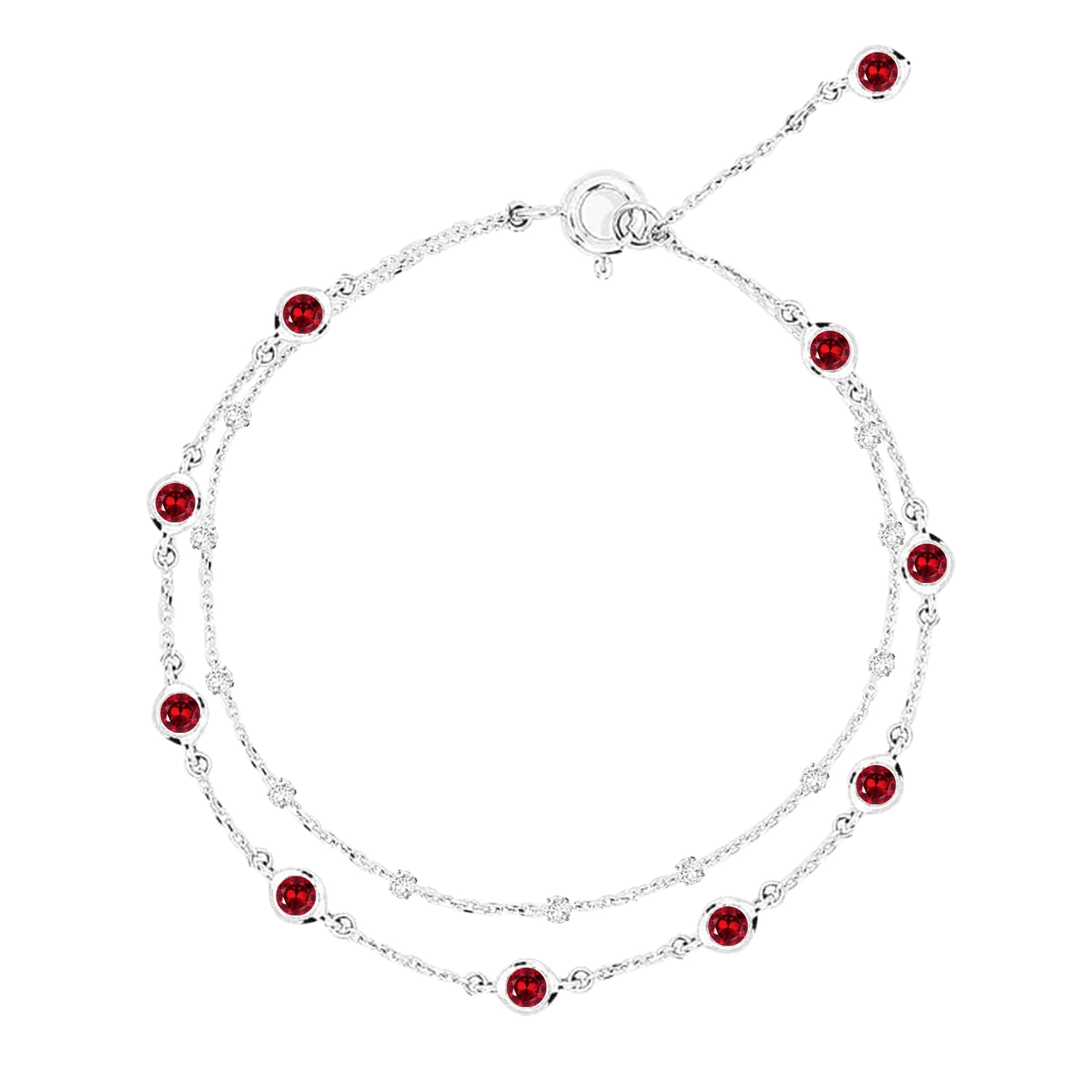 JeenMata Jewelry JeenMata 3.5 Carat January Garnet Birthstone Double Layer Bracelet - in White Gold… — $19.00 (21% off)