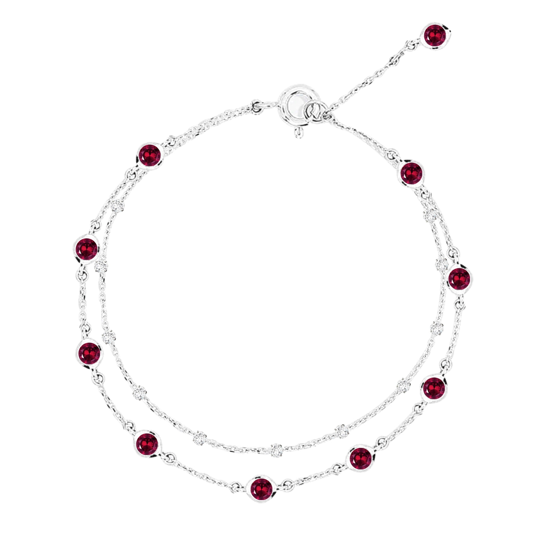 JeenMata Jewelry JeenMata 3.5 Carat July Ruby Birthstone Double Layer Bracelet - in White Gold… — $19.00 (21% off)