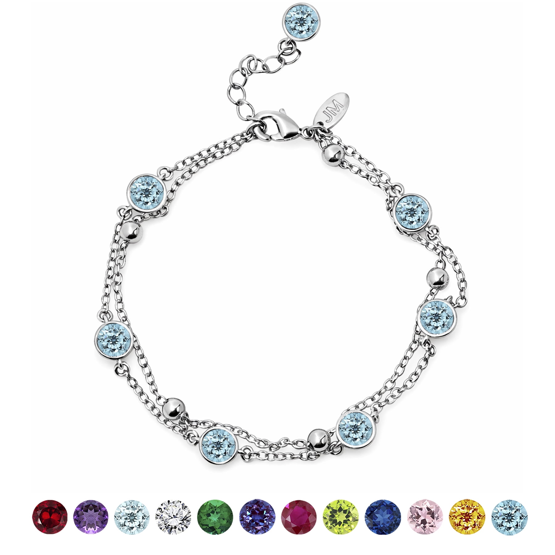 JeenMata Jewelry JeenMata 3.5 Carat March Aquamarine Birthstone Double Layer Bracelet - in White… — $19.00 (21% off)