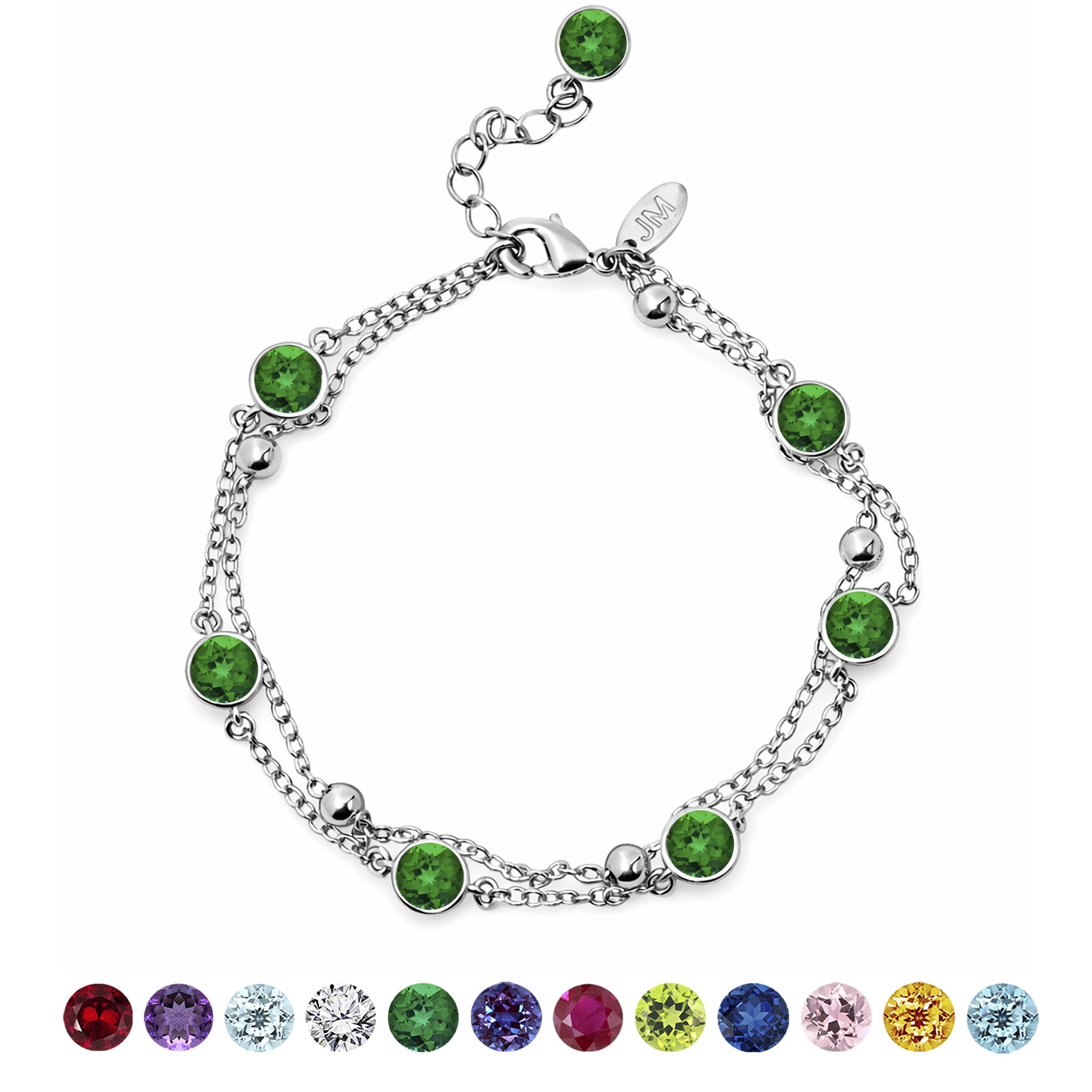 JeenMata Jewelry JeenMata 3.5 Carat May Emerald Birthstone Double Layer Bracelet - in White Gold… — $19.00 (21% off)