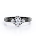 thumbnail image 1 of JeenMata 7-Stone Halo Cluster Oval Cut Diamond Double Band Engagement Ring in 10K Black Gold, 1 of 6