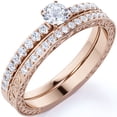 thumbnail image 1 of JeenMata .83 ct - Round Moissanite - Pave - Victorian - Dainty - Engagement Ring - Vintage Wedding Ring Set - 18K Rose Gold over Silver, 1 of 7