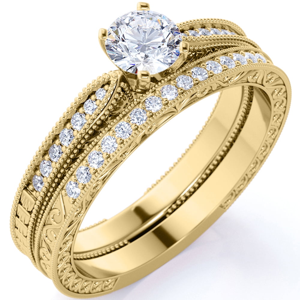 Diamond Bridal Set 1 ct tw Round-cut 14K Yellow Gold | Kay