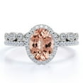 thumbnail image 1 of JeenMata Affordable 1.75 Carat Oval cut created morganite and Moissanite Bridal Wedding Ring Set with Engagement Ring and Wedding Band in 18k White Gold Over Silver, 1 of 6