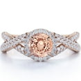 thumbnail image 1 of JeenMata Affordable 1 Carat Round cut created morganite and Moissanite Engagement Ring in 18k Gold Over Sterling Silver, 1 of 6