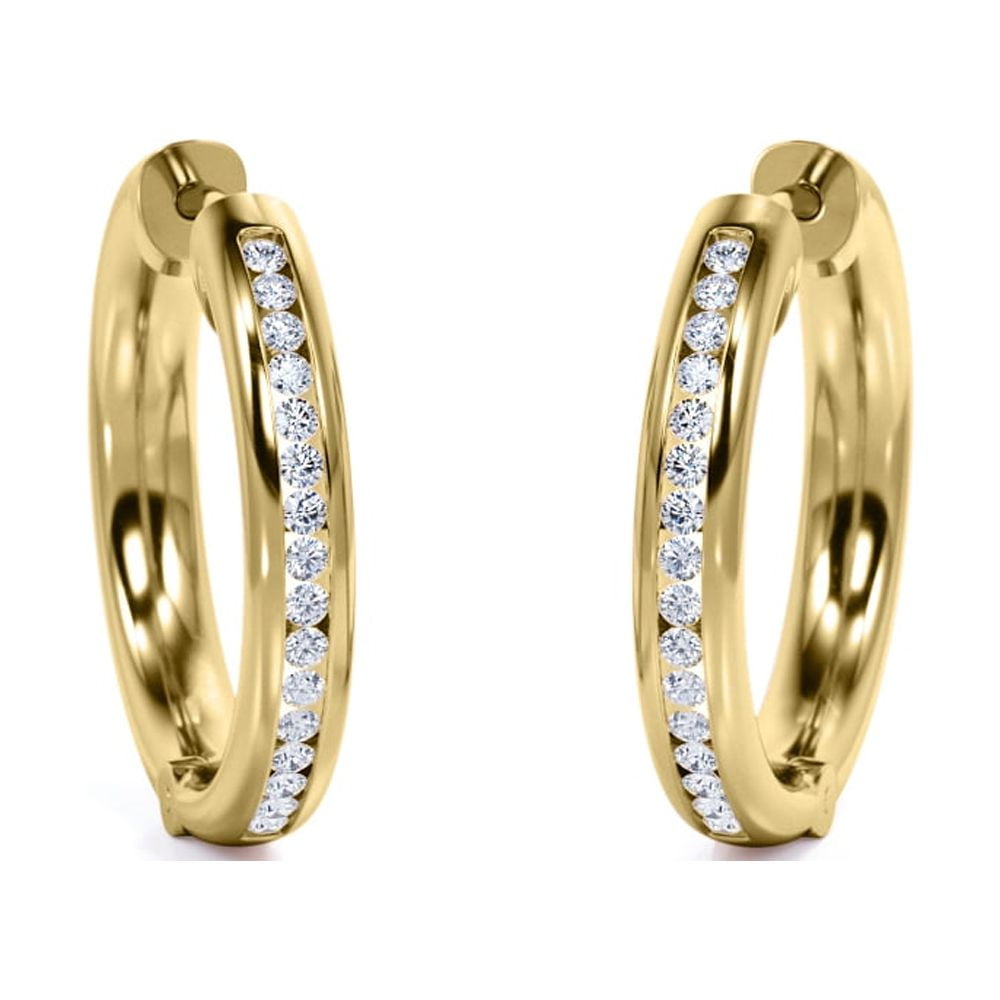 14KT YELLOW GOLD 3.50CT DIAMOND OMEGA BACKS HALF HOOP EARRINGS 15.0 GRAMS |  eBay