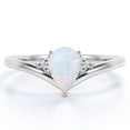 thumbnail image 1 of JeenMata Antique 0.80 TCW Teardrop Blue Opal and Moissanite Promise Ring in 18K White Gold over Silver, 1 of 7