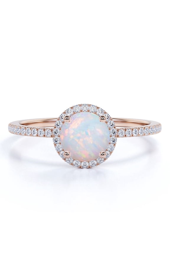 Antique 1.75 ct Bezel Set Round Blue Opal Evil Eye Promise Ring in 18K Rose Gold over Silver