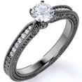 thumbnail image 1 of JeenMata Antique .75 ct - Round Moissanite - Vintage Inspired - Edwardian Gothic Engagement Ring - 18K Black Gold over Silver, 1 of 7