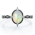 thumbnail image 1 of JeenMata Antique Design 1.5 Carat Oval Cut Ethiopian Opal And Moissanite Art Deco Five-Stone Engagement Ring In 18K Black Gold Plating Over Silver, 1 of 7