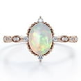 thumbnail image 1 of JeenMata Antique Design 1.5 Carat Oval Cut Ethiopian Opal And Moissanite Art Deco Five-Stone Engagement Ring In 18K Rose Gold Plating Over Silver, 1 of 7