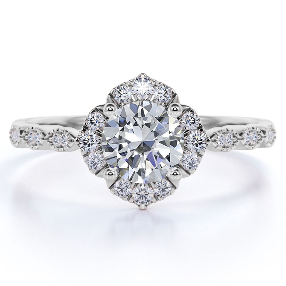 Antique halo 2024 diamond ring