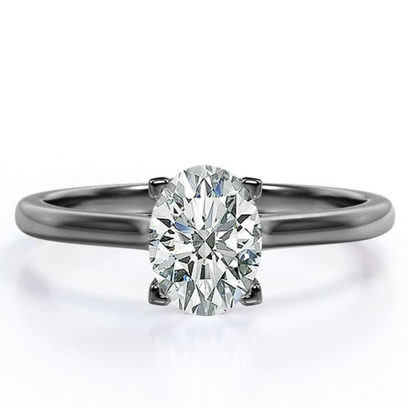 JeenMata Appealing Prong 1 Carat Oval Cut Solitaire Promise Ring in 18K Black Gold Plating over Silver