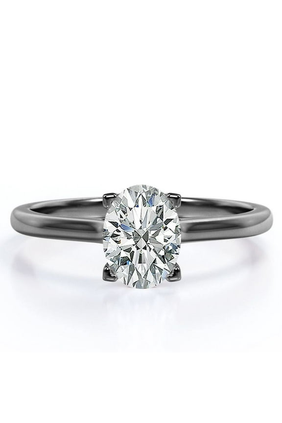 Appealing Prong 1 Carat Oval Cut Solitaire Promise Ring in 18K Black Gold Plating over Silver
