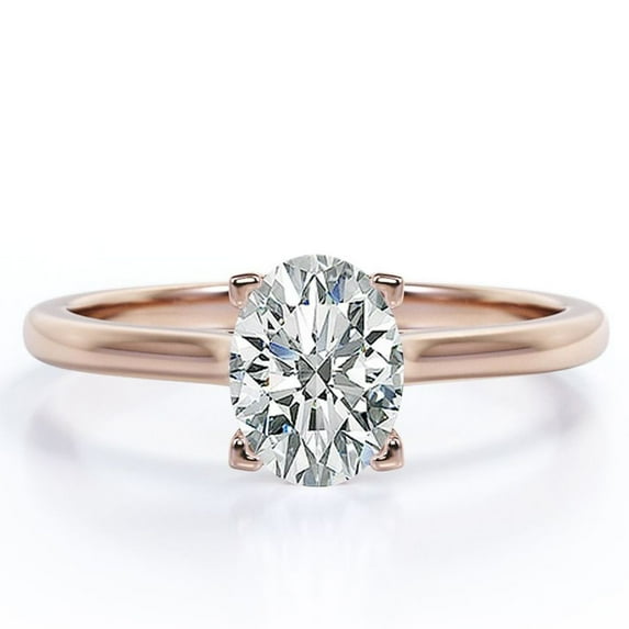 JeenMata Appealing Prong 1 Carat Oval Cut Solitaire Promise Ring in 18K Rose Gold Plating over Silver