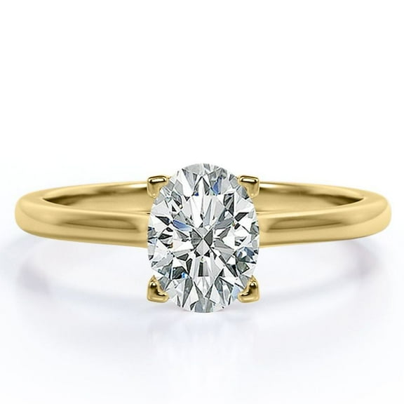 JeenMata Appealing Prong 1 Carat Oval Cut Solitaire Promise Ring in 18K Yellow Gold Plating over Silver
