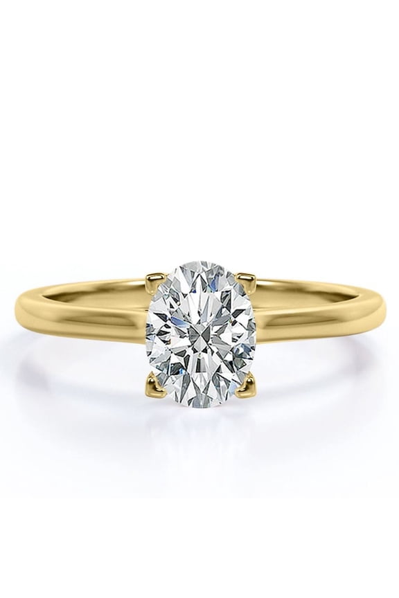 Appealing Prong 1 Carat Oval Cut Solitaire Promise Ring in 18K Yellow Gold Plating over Silver