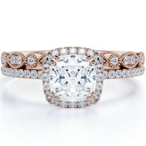 JeenMata Art Deco 1.5 Carat Real Moissanite Wedding Ring Set in 18k Gold Over Silver