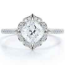 JeenMata Art Deco 1.75 Carat Real Moissanite Engagement Ring in 18k Gold Over Silver