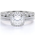 thumbnail image 1 of JeenMata Art Deco 1.75 carat Moissanite Wedding Trio Ring Set with Engagement Ring and 2 Wedding Bands in 18k Gold Plating for Women, 1 of 7