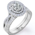 thumbnail image 1 of JeenMata Art Deco Band 2.25 Carat Oval Cut Infinity Double Halo Style Bridal Ring Set in 18K White Gold Plating over Silver, 1 of 7