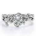 thumbnail image 1 of JeenMata Art Deco Filigree Milgrain - 1.5 Carat Egg Cut Moissanite - Beautiful Leaf Bridal Ring Set - 18K White Gold Plating over Silver, 1 of 7