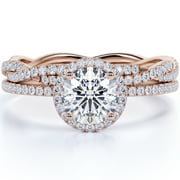 JEENMATA Beautiful 1.75 Carat Real Moissanite Wedding Ring Set in 18k Gold Over Silver