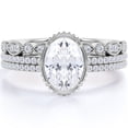 thumbnail image 1 of JeenMata Beautiful 1 Carat Real Moissanite Wedding Trio Ring Set with Engagement Ring and 2 Wedding Bands in 18k Gold Over Silver, 1 of 7