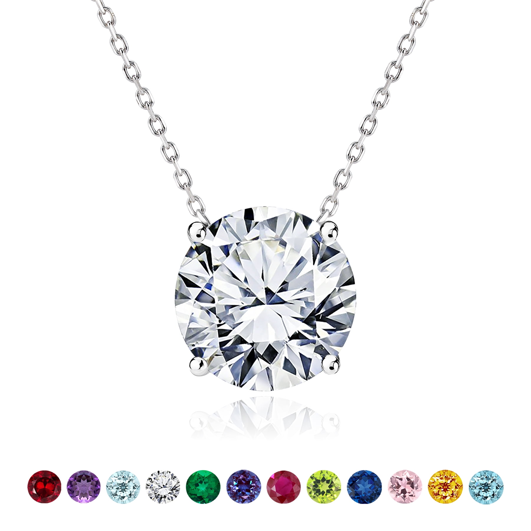 Walmart Black Friday Deals 2025 - JeenMata 1 Carat Moissanite Solitaire Pendant Necklace, April Birthstone, 18K White Gold Over Silver