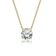 JeenMata Beautiful 1 Carat Round Cut Real Moissanite Solitaire Pendant Necklace in 18k Yellow Gold Over Silver