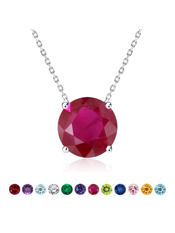 2 Carat July Birthstone Necklace for Women, Ruby Solitaire Pendant in 18K White Gold Plated, Birthday Anniversary Wedding Gift for Girlfriend Wife, Her, Woman, Teen