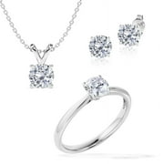 JeenMata Beautiful Gift Set of 3 Carat Moissanite with Ring, Earrings & Pendant