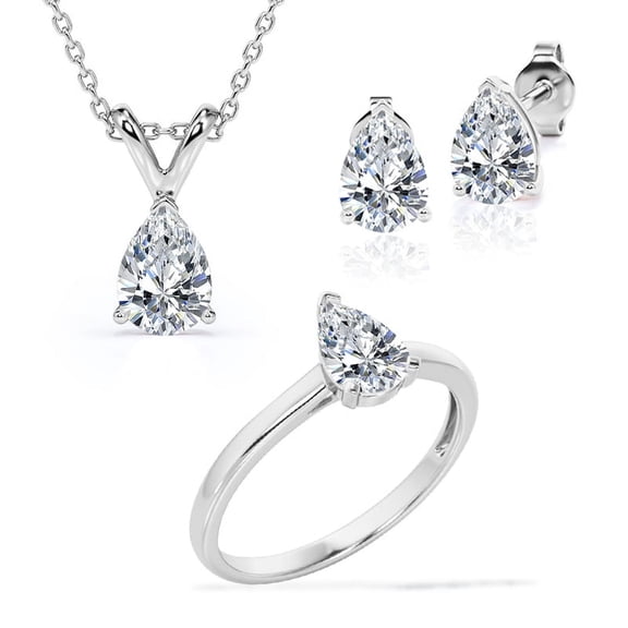 JeenMata Beautiful Gift Set of 3 Carat Moissanite with Ring, Earrings & Pendant