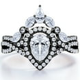 thumbnail image 1 of JeenMata Bezel Cluster Crown - 1.5 Carat Teardrop Moissanite - Pave Twisted Infinity - Halo Bridal Set - 18K Black Gold Plating Over Silver, 1 of 7