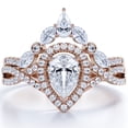 thumbnail image 1 of JeenMata Bezel Cluster Crown - 1.5 Carat Teardrop Moissanite - Pave Twisted Infinity - Halo Bridal Set - 18K Rose Gold Plating Over Silver, 1 of 7