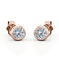 thumbnail image 1 of JeenMata Bezel Set 1 Carat Round Shaped Moissanite Solitaire Stud Earrings In 18K Rose Gold Plating Over Silver, 1 of 5