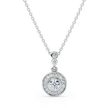 JeenMata Bezel Set Infinity Round Cut Diamond and Moissanite Pendant Necklace in 18K White Gold over Silver