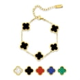 thumbnail image 1 of JeenMata Black Flower Link Bracelet in Yellow Gold Plated, 1 of 8