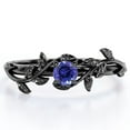 thumbnail image 1 of JeenMata Bohemian Design 0.50 Carat Round Cut Lab Grown Tanzanite Solitaire Engagement Ring in 18K Black Gold Plating over Silver, 1 of 6