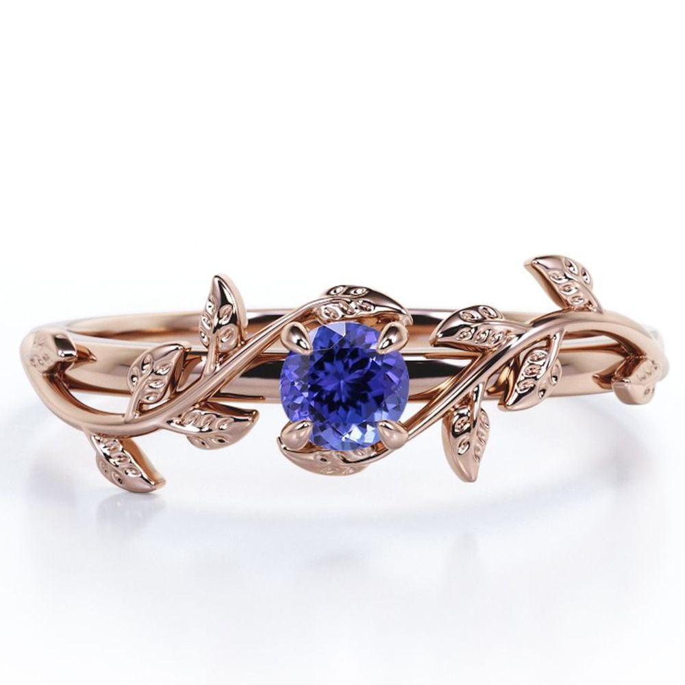 JeenMata Bohemian Design 0.50 Carat Round Cut Lab Grown Tanzanite