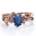 thumbnail image 1 of JeenMata Botany - 1.3 TCW Oval Shaped Lab Created Blue Sapphire - Four Prong Solitaire Bridal Set - 18K Rose Gold Plating over Silver, 1 of 6