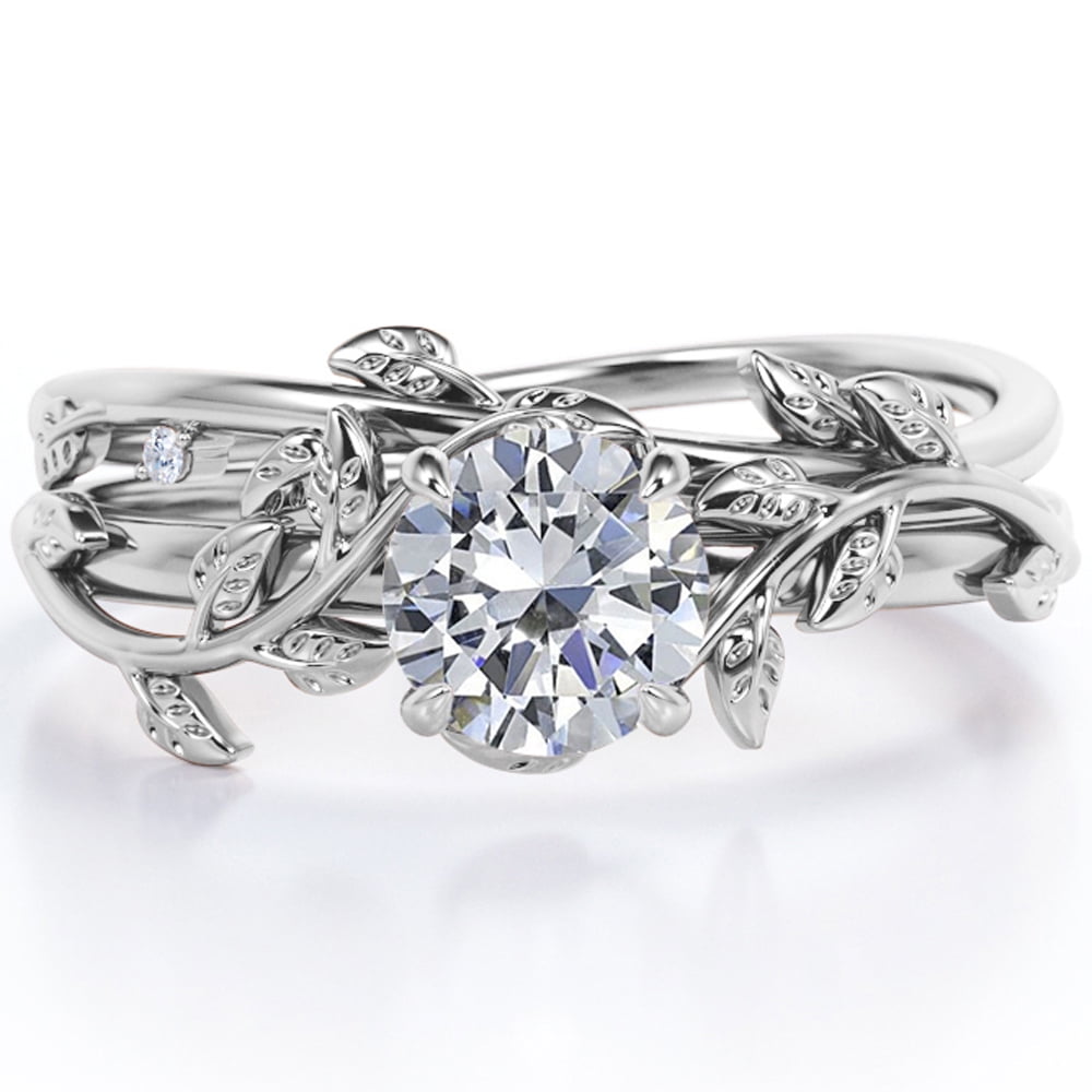 Leaf setting engagement ring sale