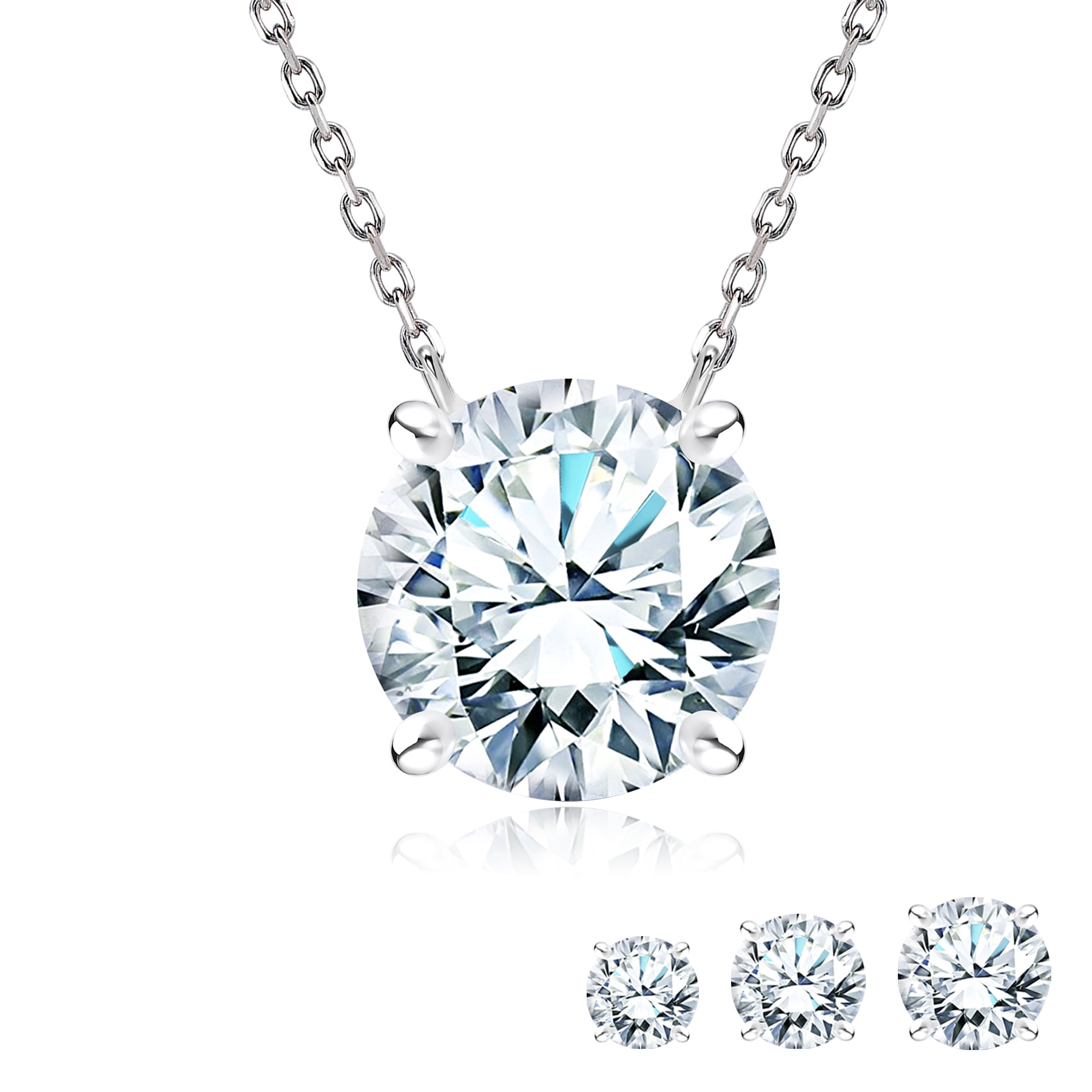 Walmart Black Friday Deals 2025 - JeenMata Certified Lab Grown Diamond 0.50 Carat Round Cut Classic Solitaire Pendant Necklace - in 18K White Gold Plating for Women