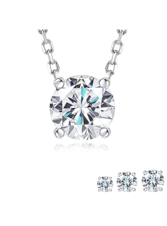 Lab Grown Diamond 0.50 Carat Round Cut Classic Solitaire Pendant Necklace - in 18K White Gold Plating for Women