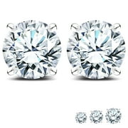 JeenMata Certified 0.50 Carat Round Cut Lab Grown Diamond Earrings for Women 18k White Gold Plated Solitaire Studs
