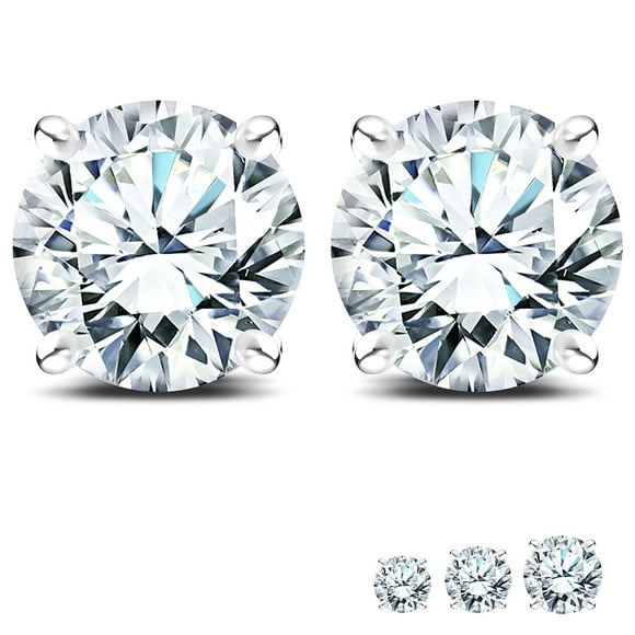 JeenMata Certified 0.50 Carat Round Cut Lab Grown Diamond Earrings for Women 18k White Gold Plated Solitaire Studs