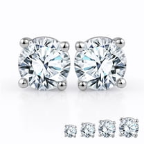 JeenMata Lab Grown Diamond Earrings 0.50 Carat Round Cut 18K White Gold Plated Solitaire Studs for Women